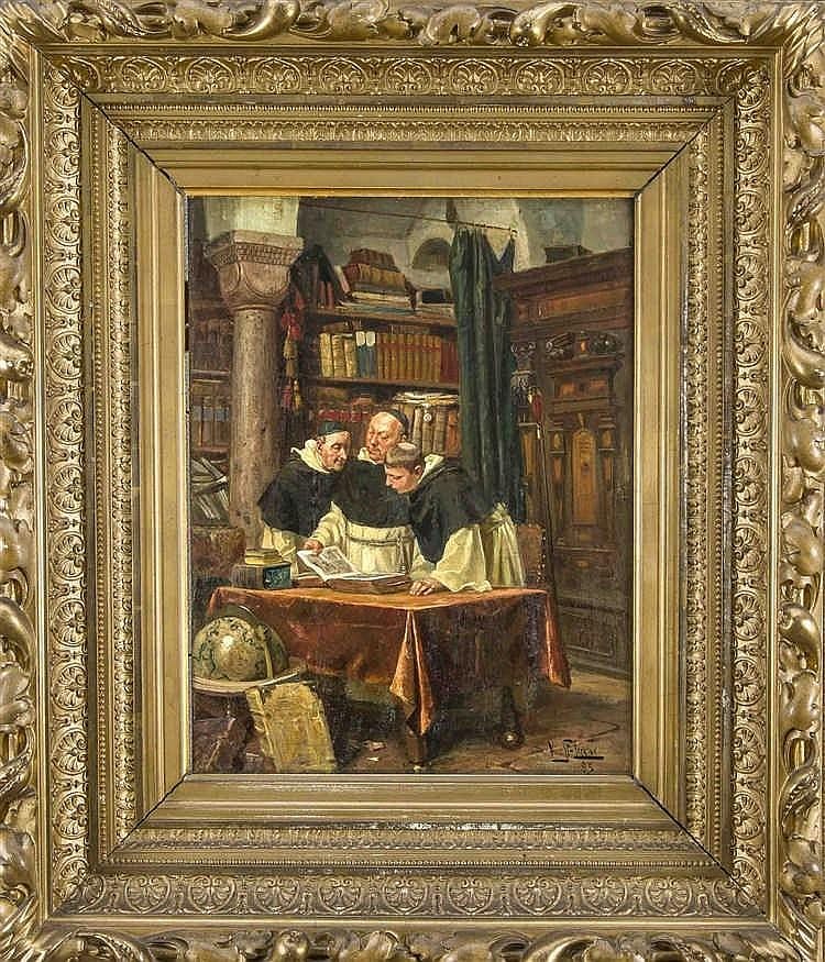 Vincent Stoltenberg Lerche comparable auction result: vincent stoltenberg lerche 1837 1892 in der studierstube drei m nche in