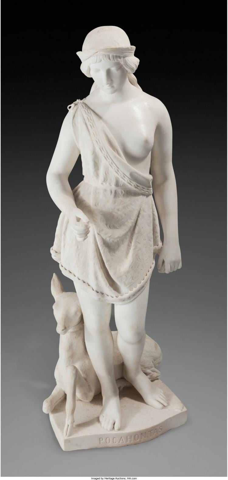 Joseph Mozier comparable auction result: joseph mozier american 1812 1870 pocahontas marble 48 inches 121 9 cm high