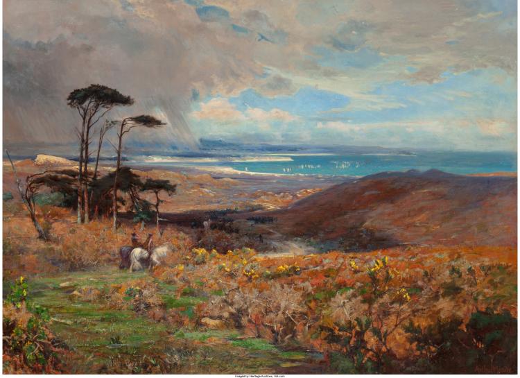 Arthur Meade comparable auction result: arthur meade british 1863 1948 the danes landing in dorset circa 1898 oil on