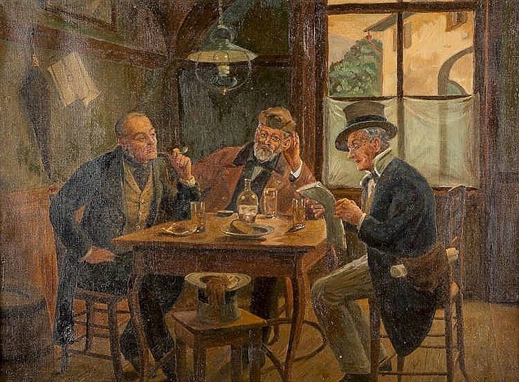 Wilhelm F. Giessel comparable auction result: wirtshausszene