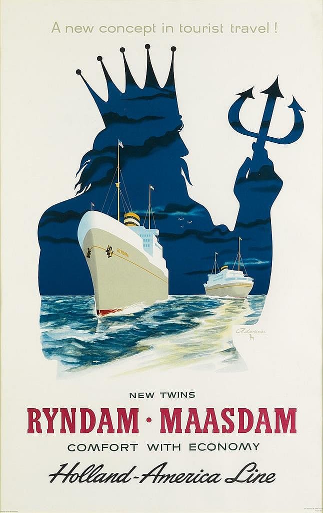 Adrianus Gerardus Werner comparable auction result: ad werner 1925 ryndam maasdam holland america line 1950 37x23 inches 94x59 cm joh ensched en zonen haarlem