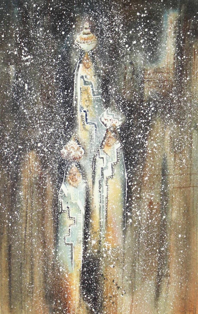 King Kuka comparable auction result: king kuka see kooks ee nah blackwolf native american blackfeet 1946 2004 water bearers 1981 watercolor on art board 21 x 13