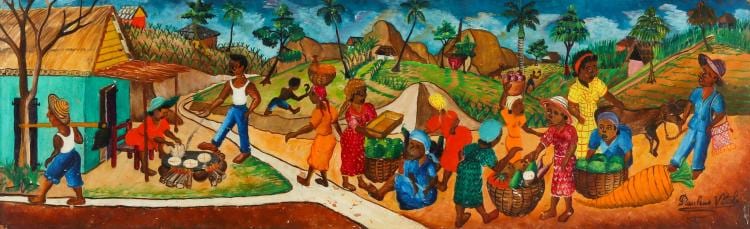 Paulius Vital comparable auction result: paul us vital 1918 1984 village scene
