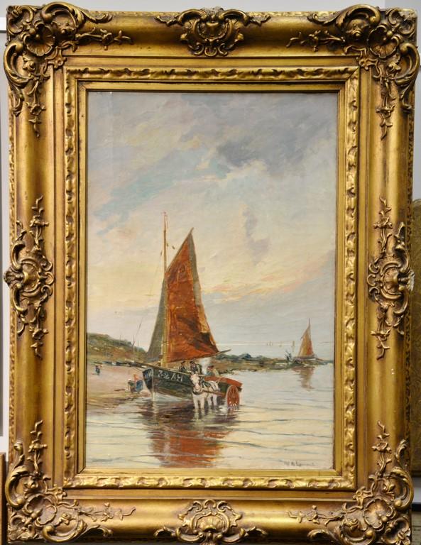 William Bradley Lamond comparable auction result: william bradley lamond 1857 1924 oil on canvas unloading the morning catch signed lower right w b lamond 30 x 20