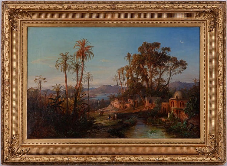 Alexius Geyer comparable auction result: alexius geyer 1816 1883 village arabe en palestine huile sur toile signee titree et situee au verso 65 5x101 cm
