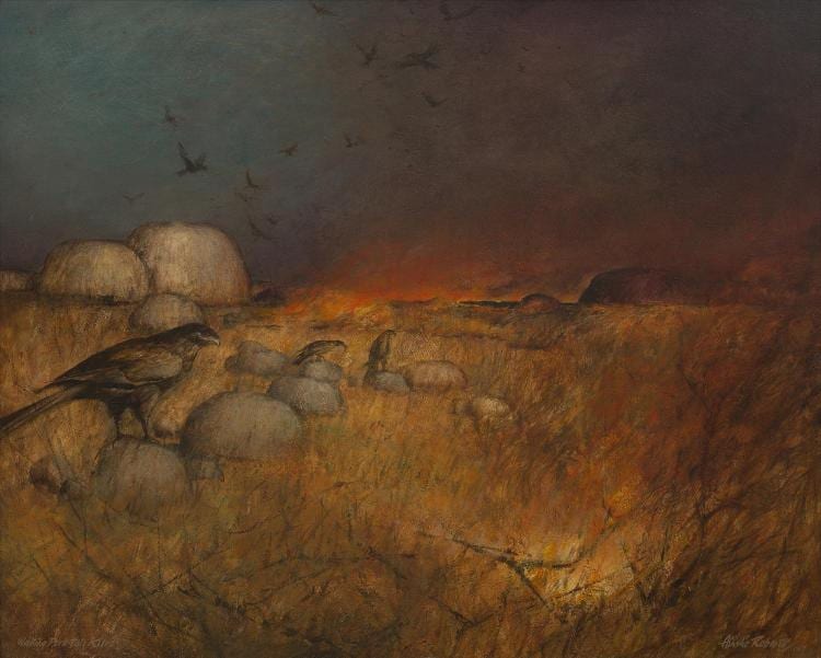 Ainslie Roberts comparable auction result: ainslie roberts 1911 1993 waiting fork tail kites 1967 oil on board