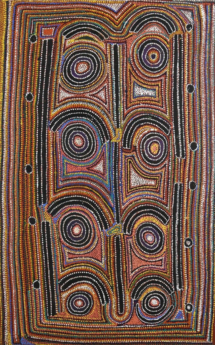 Paddy Japaljarri Sims comparable auction result: paddy japaljarri sims c 1925 2010 yanjirlpirri jukurrpa star dreaming 2000 acrylic on linen