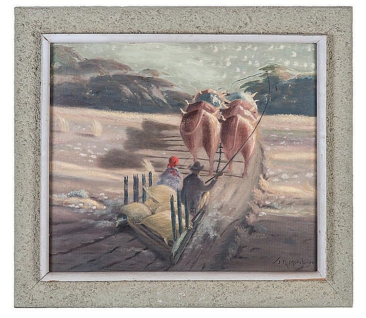 John Koenakeefe Mohl comparable auction result: john koenakeefe mohl south african 1903 1985 home ward on sledge signed a