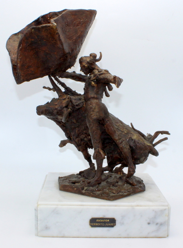 Heriberto Juarez comparable auction result: heriberto juarez mexico b 1932 2008 bronze sculpture depicting a bullfighting scene
