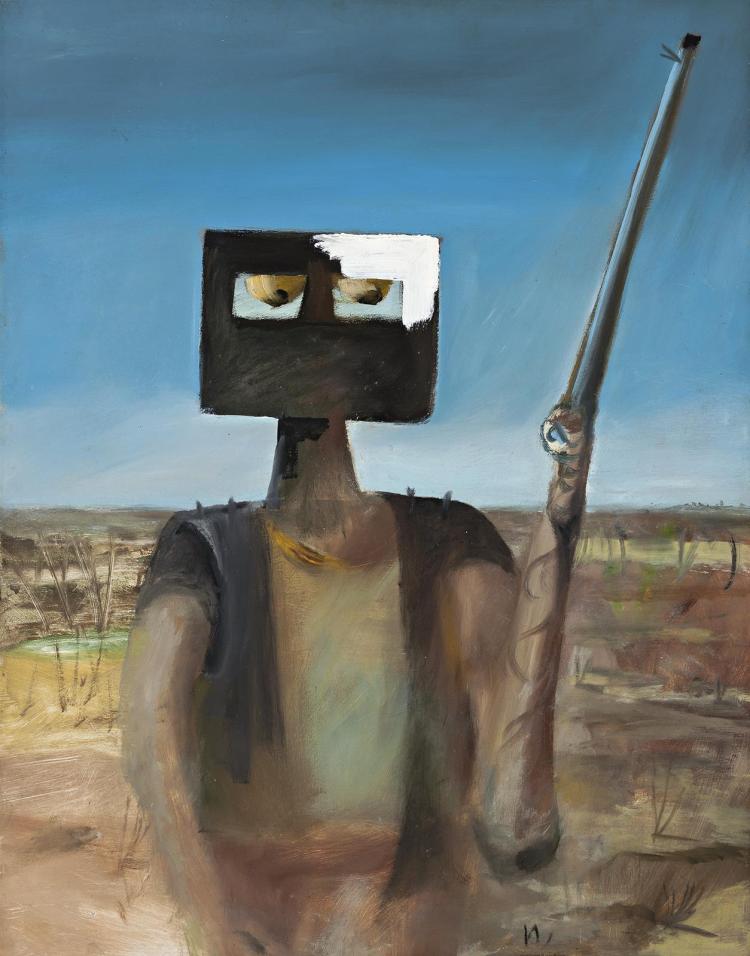 Auction comp thumbnail for SIDNEY NOLAN, (1917 - 1992), NED KELLY  OUTLAW, 1955, oil and enamel paint on composition board (Deutscher and Hackett, Lot 9)