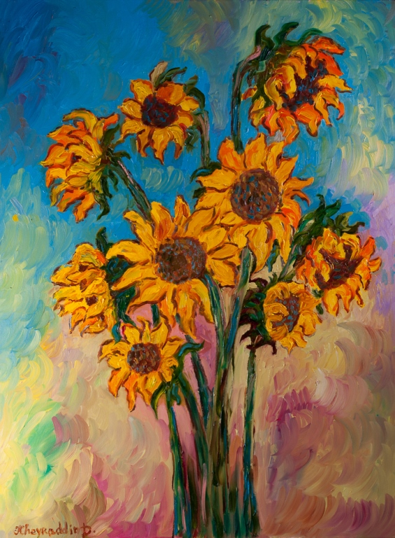 Kheyradolin Dzhaffarov comparable auction result: kheyradolin dzhaffarov sunflowers oil on canvas