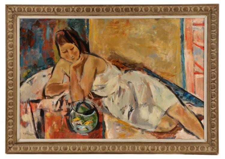Anton Vorauer comparable auction result: anton vorauer woman with goldfish oil