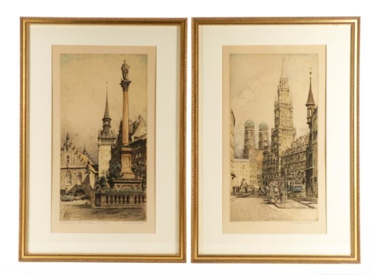 Rudolf Veit comparable auction result: collection of 2 rudolf veit etchings with aquatint