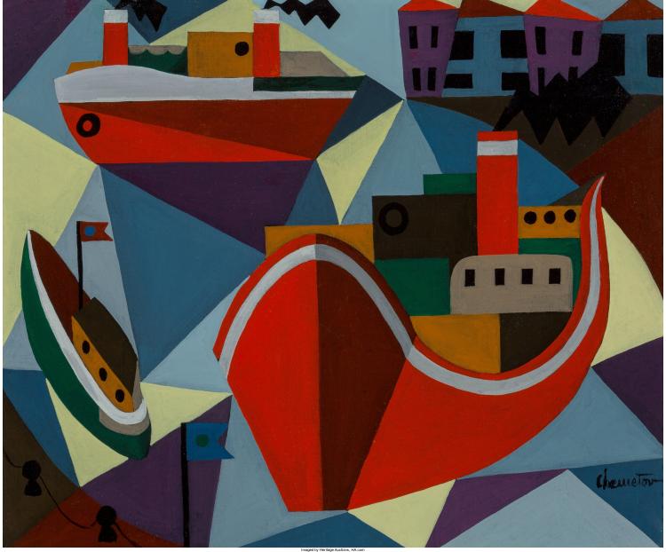 Boris Chemetov comparable auction result: boris chemetov russian 1908 1982 le port oil on canvas 18 x 21 1 2 inches 45