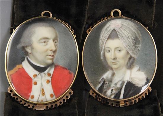Samuel Collins comparable auction result: samuel collins c 1735 1768 miniatures of an army officer and a lady 1 5 x 1 25in gold bracelet frames
