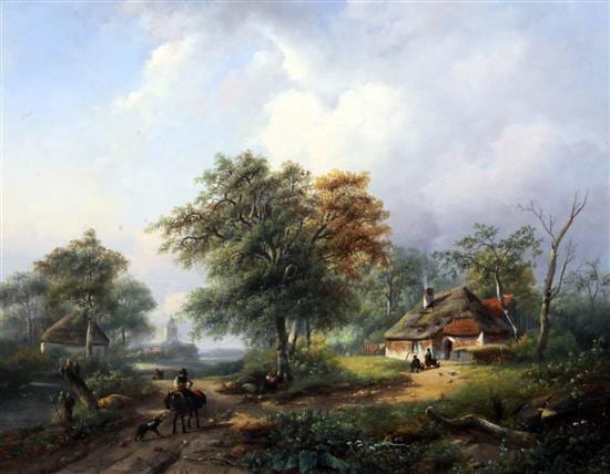 Johannes Petrus van Velzen comparable auction result: johannes petrus van velzen 1816 1853 figures and cottage in a river landscape 20 5 x 26in