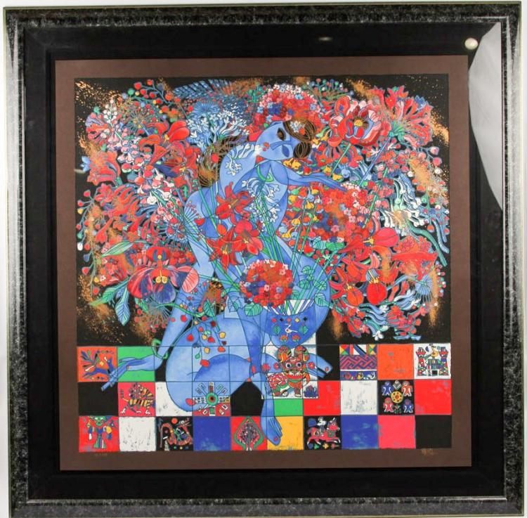 JIANG TIE-FENG LARGE BOUQUET SERIGRAPH sold by Manor Auctions, lot 76012 — auction record photograph