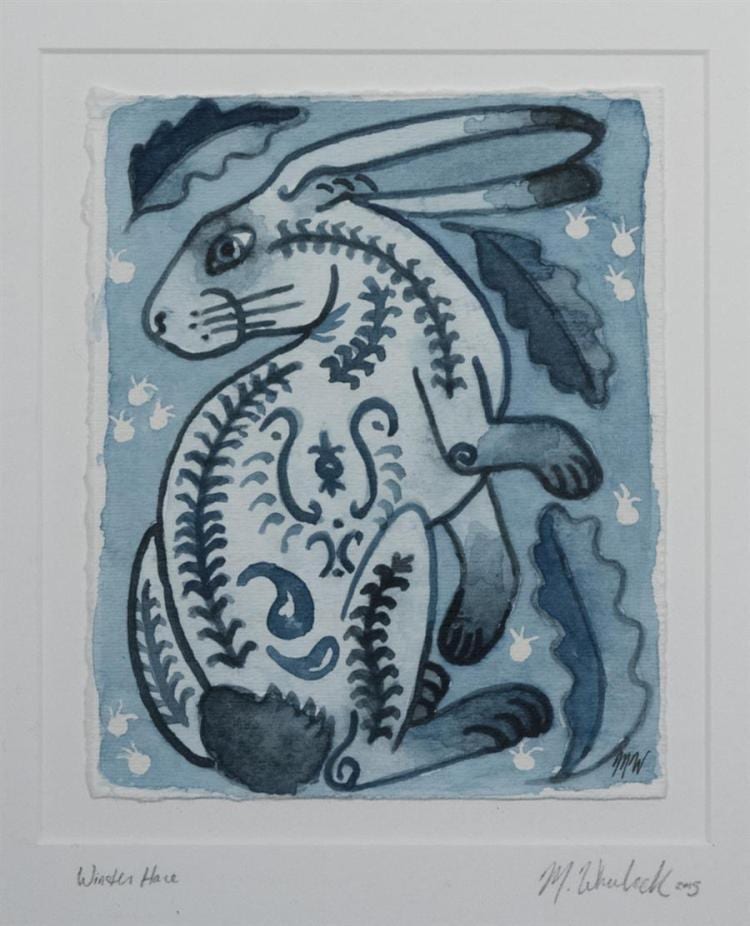 Maggie Wheelock comparable auction result: maggie robertson formerly wheelock st louis b 1974 winter hare 2015 watercolor 6 x 5 inches