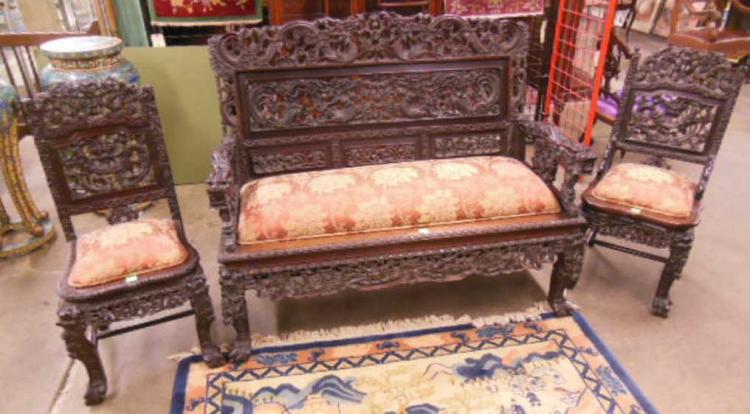 Antique Chinese Rosewood Parlor Suite sold by Barry S. Slosberg Inc, lot 261 — auction record photograph