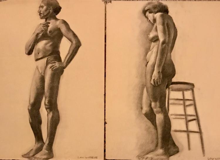 Louis Witkin comparable auction result: louis witkin american b 1913 2010 male female graphite studio drawings