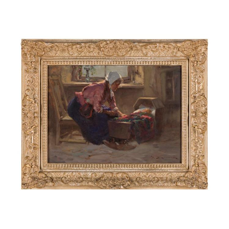 William Bradley Lamond comparable auction result: william bradley lamond scottish 1857 1924 mindin the bairn 27cm x 37cm 10 5in x 14 5in