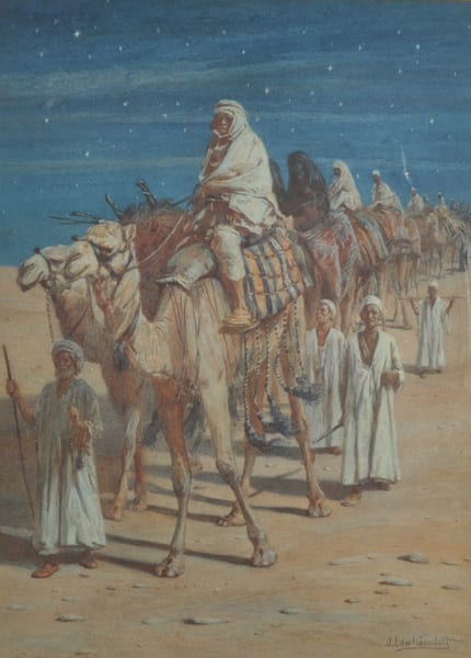 John Edward Goodall comparable auction result: john edward goodall 19th 20th century british a desert scene with figures on camels watercolour signed 21 5 x 16