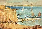 Louis Mortimer comparable auction result: lewis mortimer flourished 1920 1930 watercolour setting sail from a jetty st ives with distant view of godrevy lighthouse 9 5 x 13 5 24 1cm x 34 3cm