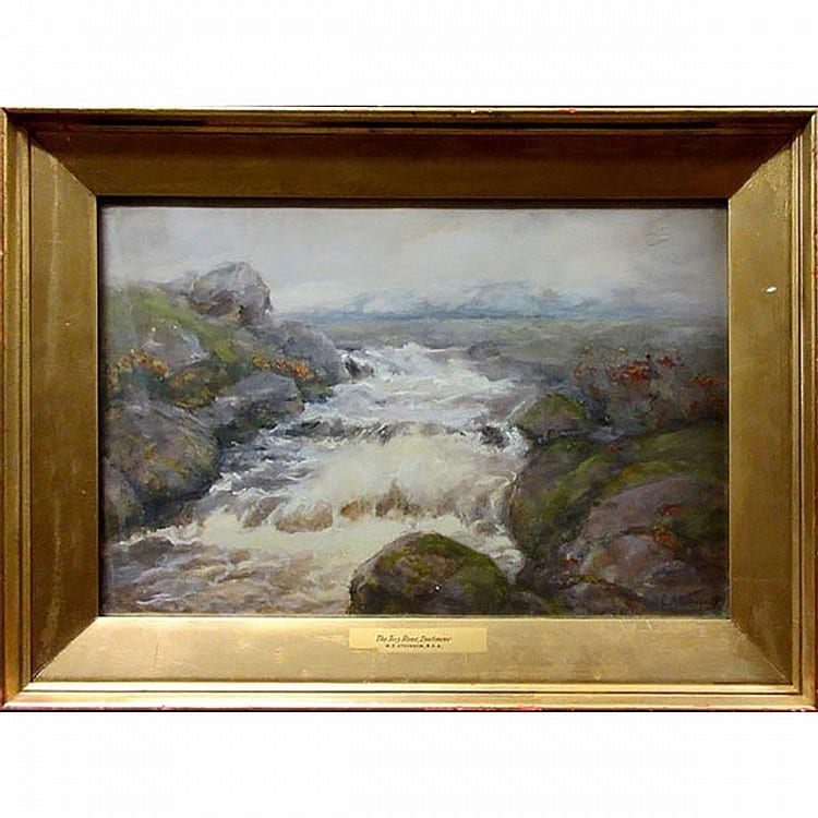 William Edwin Atkinson comparable auction result: william edwin atkinson canadian 1862 1926 the tavy river dartmoor watercolour signed and dated 1910 lower right titled to front lower center sight 14 3 x 21 5
