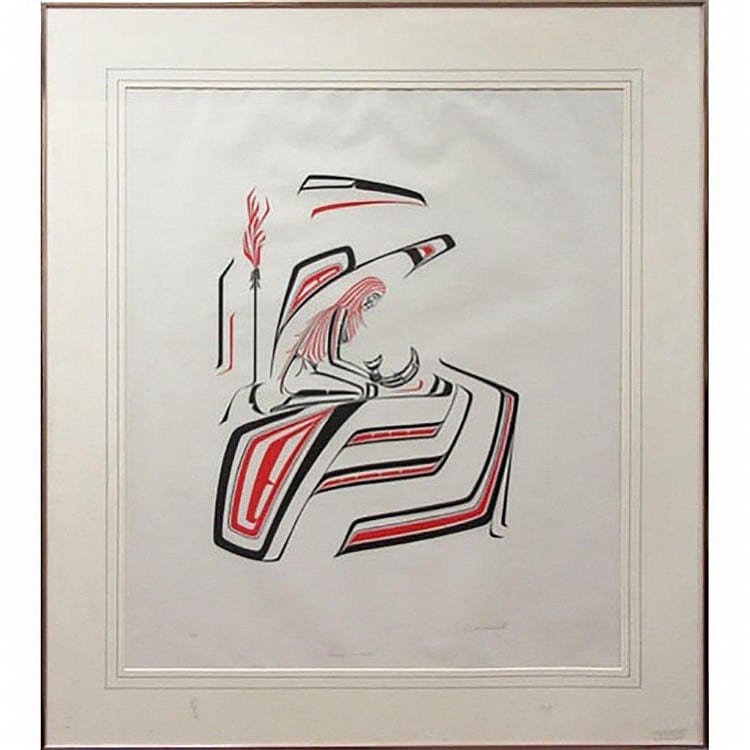 Ken M. Mowatt comparable auction result: ken m mowatt indigenous 1944 weget s wife silkscreen signed titled numbered 30 50 and dated 76 sight 38 x 24