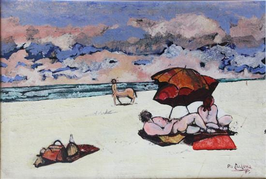 Pio Carlone comparable auction result: pio carlone 1939 centaur oil on board signed lower right and dated 1974 49 x 68cm