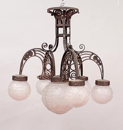 Freres Muller comparable auction result: muller fr res ceiling lamp with five glass shades