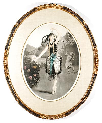 Georges Grellet comparable auction result: georges grellet coloured etching dancer