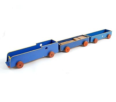 Ko Verzuu comparable auction result: ko verzuu blue painted wooden toy train with bloc