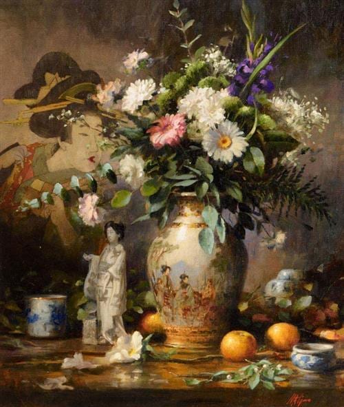Matt Grogan comparable auction result: mat grogan b 1947 still life with chinese vase