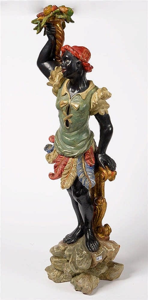 Folke Rundkvist comparable auction result: africaine portant une corne d abondance en bois sculpt et polychrom tr