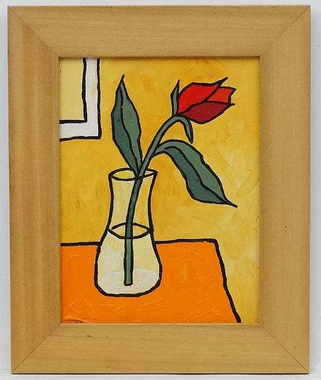 Iain Carby comparable auction result: iain carby xx xxi oil on canvas rose in vase