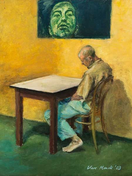 Claire Menck comparable auction result: clare menck sa born 1969 oil man seated at a table signed dated 03 25 x 20