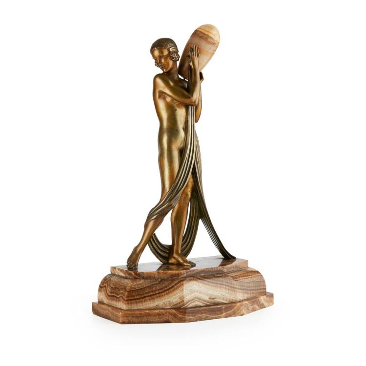 Pierre Laurel comparable auction result: pierre laurel pseudonym for pierre le faguays 1892 1962 viel dance bronze lamp circa 1925 figure 40cm high total height 49c