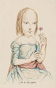 Tsuguharu Foujita, Young Girl Holding a Small Flower comparable sale