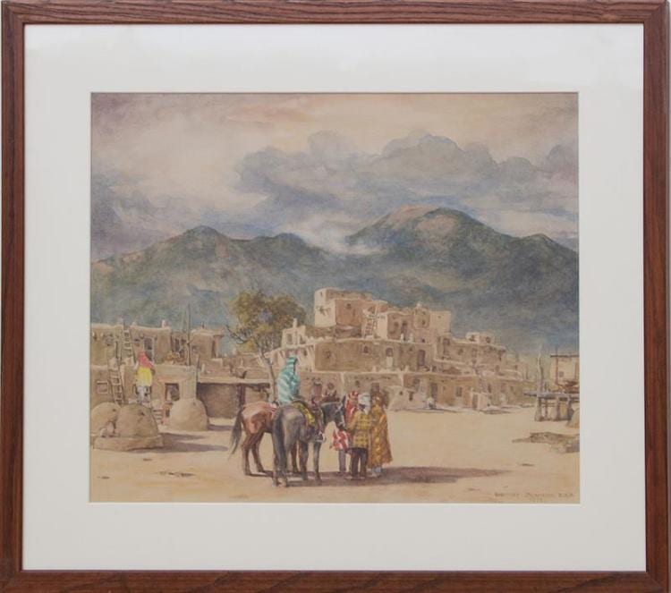 Geoffrey Jenkinson comparable auction result: geoffrey jenkinson 1925 2005 storm clouds over pueblo mt taos