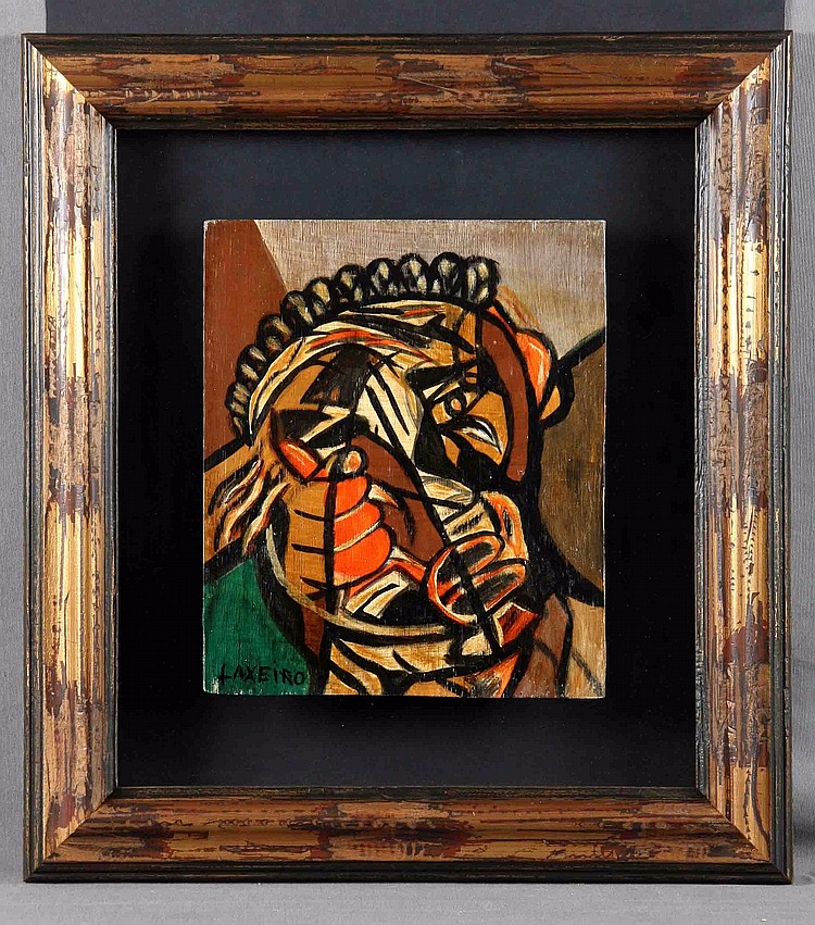 Laxeiro comparable auction result: laxeiro 1908 1996 face mixed media on board laid down on glass