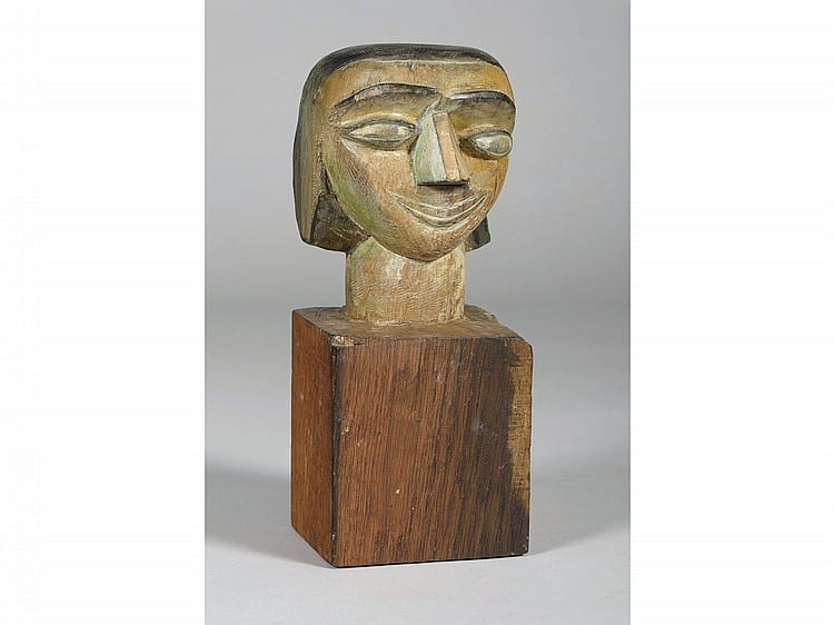 david lechuga madrid 1950 dama est tica a polychrome wood female head · Sala Retiro Subastas · 2017-04-26 David Lechuga comparable auction result: david lechuga madrid 1950 dama est tica a polychrome wood female head