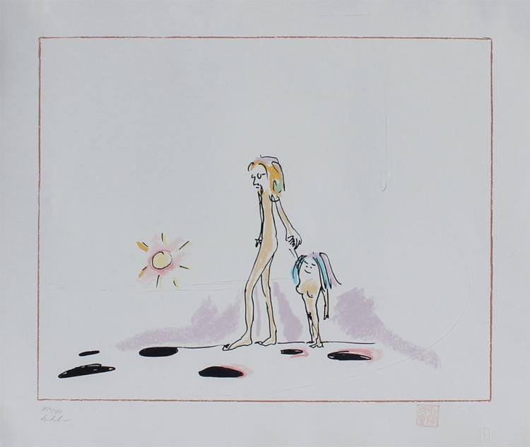 JOHN LENNON SERIGRAPH "WATCH THE HOLES YOKO" sold by Burchard Galleries Inc, lot 1066 — auction record photograph