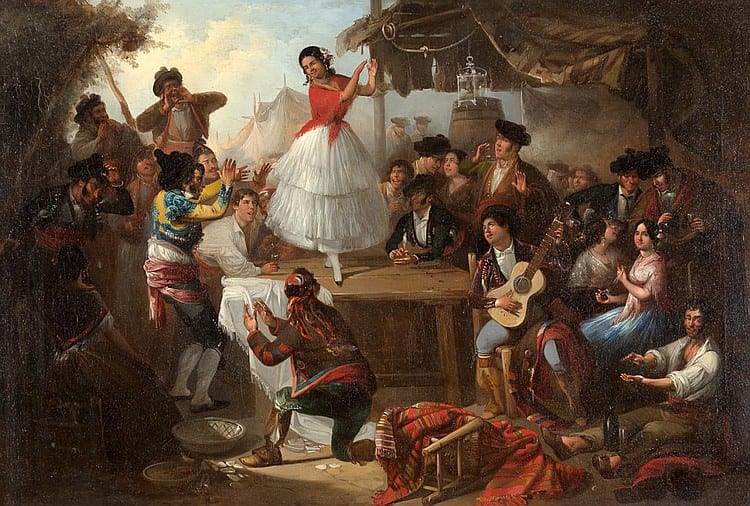 Manuel Rodríguez de Guzman comparable auction result: manuel rodr guez de guzm n el baile del farol oil on canvas