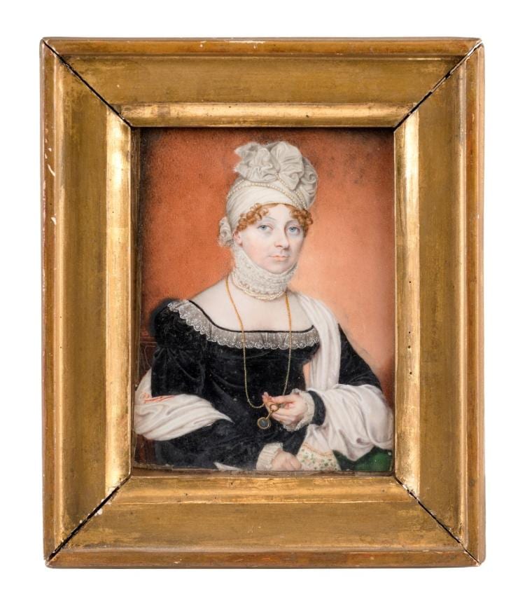 Walter Stephens Lethbridge comparable auction result: walter stephens lethbridge 1771 1831 portraits de mrs et mr samuel smith of altone paire de miniatures sur ivoirine 10x7 5 cm