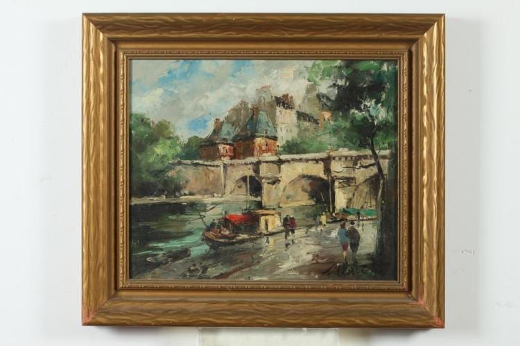Francois Claver comparable auction result: francois claver french b 1918 le pont neuf paris signed and titled verso oil on canvas