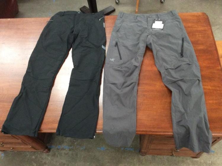 A. Hansen comparable auction result: a pair of arcteryx large hiking pants and a pair of helly hansen large hiking pants