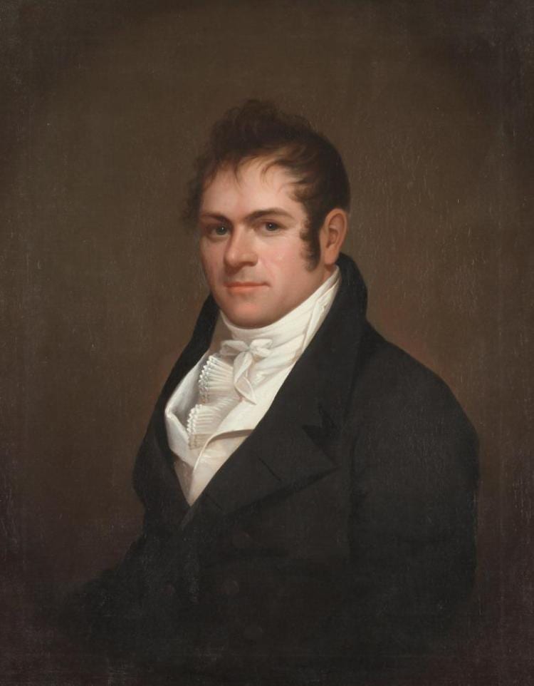Ezra Ames comparable auction result: ezra ames new york american 1768 1836 portrait of a new york gentleman in formal attire oil on canvas