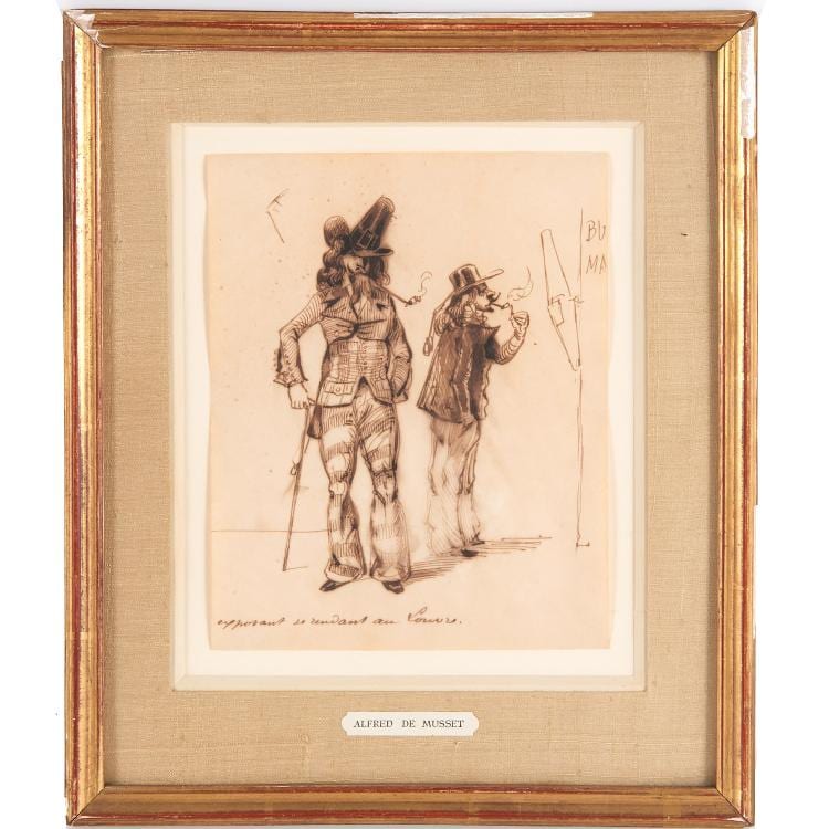 Alfred de Musset comparable auction result: alfred de musset drawing