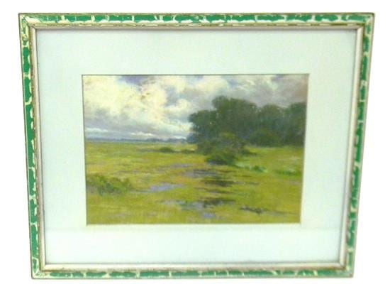 Mary Loring Warner comparable auction result: mary loring warner american 1860 1950 pastel on paper depicting marsh with bordering woods in distance overcast skies signed